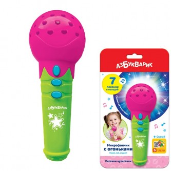 Микрофончик Песенки-чудесенки с огоньками розовый 4680019284835 Микрофончик Песенки-чудесенки с огоньками розовый 4680019284835