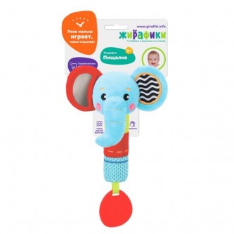 Игрушка развивающая 939704 Пищалка с силиконовым прорезывателем Слоник Жирафики Игрушка развивающая 939704 Пищалка с силиконовым прорезывателем Слоник Жирафики