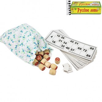 Деревянное Лото Русское в картонной коробке 