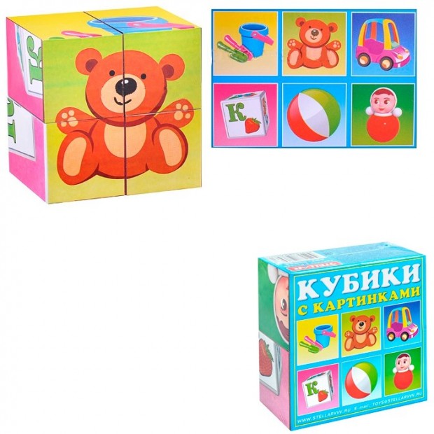 Кубики в картинках 4шт Игрушки 00834 Кубики в картинках 4шт Игрушки 00834