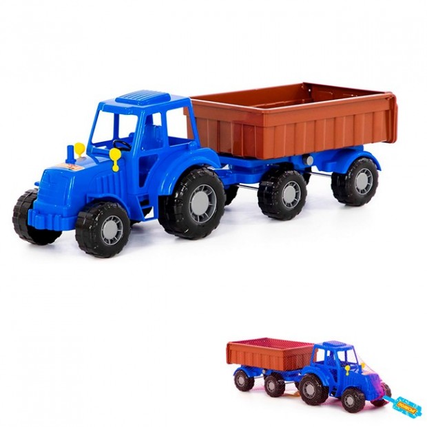 Трактор Алтай с прицепом № 1 синий в сеточке 84750 Трактор Алтай с прицепом № 1 синий в сеточке 84750