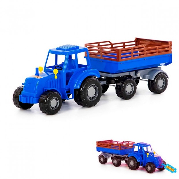 Трактор Алтай с прицепом № 2 синий в сеточке 84767 Трактор Алтай с прицепом № 2 синий в сеточке 84767