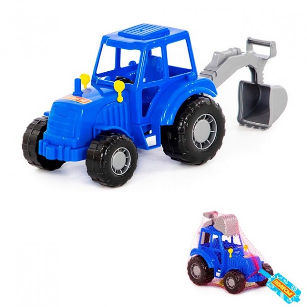 Трактор Мастер с лопатой синий в сеточке 84873 Трактор Мастер с лопатой синий в сеточке 84873
