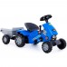 Каталка трактор с педалями Turbo-2 синяя с полуприцепом Каталка трактор с педалями Turbo-2 синяя с полуприцепом