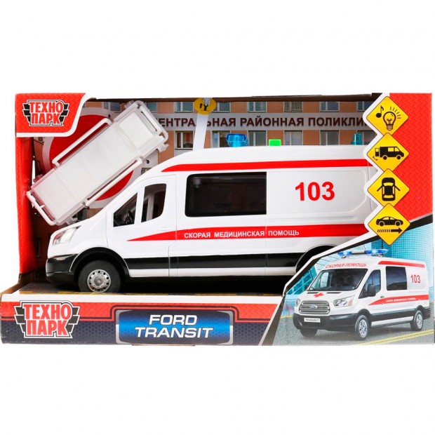 Модель Ford Transit Скорая Технопарк в коробке Модель Ford Transit Скорая Технопарк в коробке