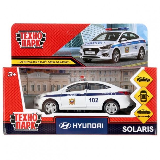 Модель SOLARIS2-12POL-WH HYUNDAI SOLARIS Полиция белый Технопарк  в коробке