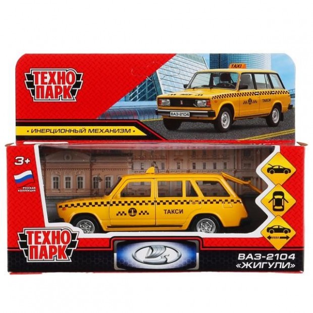 Модель ВАЗ-2104 Жигули Такси желтый Технопарк в коробке Модель ВАЗ-2104 Жигули Такси желтый Технопарк в коробке