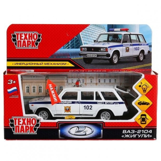 Модель ВАЗ-2104 Жигули Полиция белый Технопарк в коробке Модель ВАЗ-2104 Жигули Полиция белый Технопарк в коробке