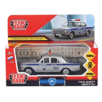 Модель ГАЗ-2401 Волга Полиция серебристый Технопарк в коробке Модель ГАЗ-2401 Волга Полиция серебристый Технопарк в коробке