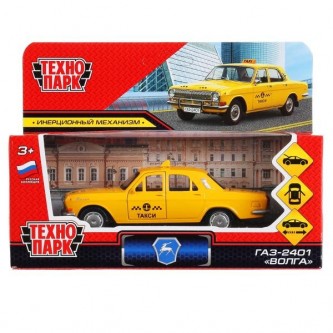 Модель ГАЗ-2401 Волга Такси желтый Технопарк в коробке Модель ГАЗ-2401 Волга Такси желтый Технопарк в коробке