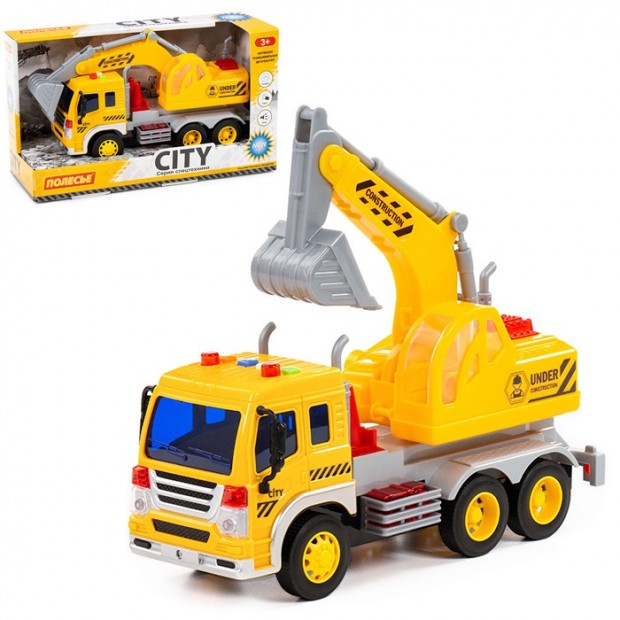 Автомобиль-экскаватор Сити инерционный.свет, звук желтый в коробке 86365 Автомобиль-экскаватор Сити инерционный.свет, звук желтый в коробке 86365