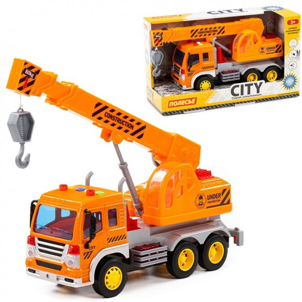 Автомобиль-кран Сити инерц. свет, звук оранжевый в коробке 86556 П-Е /8/ Автомобиль-кран Сити инерц. свет, звук оранжевый в коробке 86556 П-Е /8/