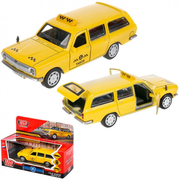Модель ГАЗ-2402 Волга Такси желтая Технопарк в коробке