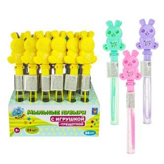 Мыльные пузыри Т19882 Мы-шарики! с зайкой-трещоткой, 56 мл д/б 1toy Мыльные пузыри Т19882 Мы-шарики! с зайкой-трещоткой, 56 мл д/б 1toy