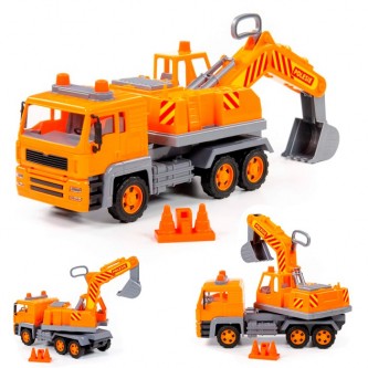 Автомобиль Алмаз автомобиль-экскаватор №2 инерционная (в сеточке) 8791 Автомобиль Алмаз автомобиль-экскаватор №2 инерционная (в сеточке) 8791