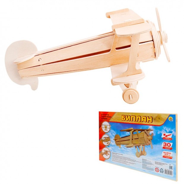 Деревянный Конструктор 2 BIG Биплан СМ-1015-А4 Деревянный Конструктор 2 BIG Биплан СМ-1015-А4