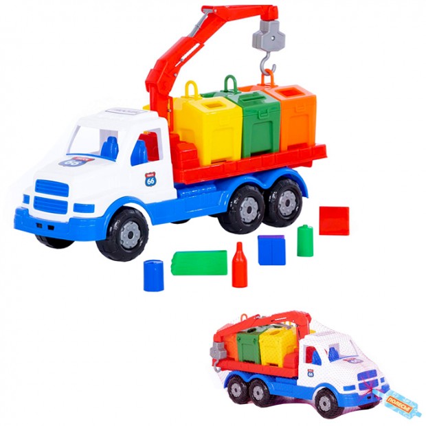 Автомобиль Сталкер контейнеровоз бело-синий 90379