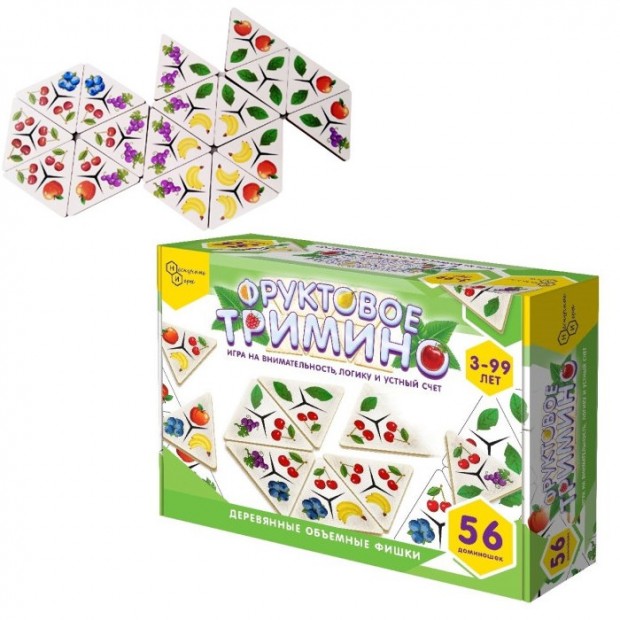 Деревянное Фруктовое тримино (треугольное домино) 8343 Деревянное Фруктовое тримино (треугольное домино) 8343