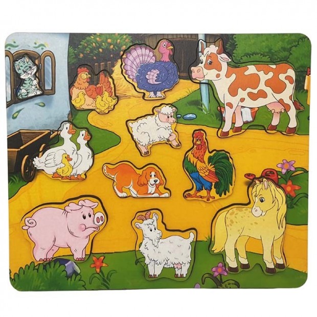 Деревянная Рамка вкладыш Кто живет на ферме? 11 деталей 8409 Деревянная Рамка вкладыш Кто живет на ферме? 11 деталей 8409