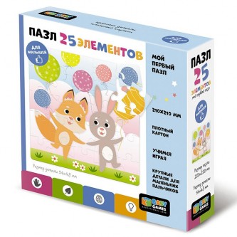 Пазл 25 Baby Games.Лис и зайка в шариках 06744