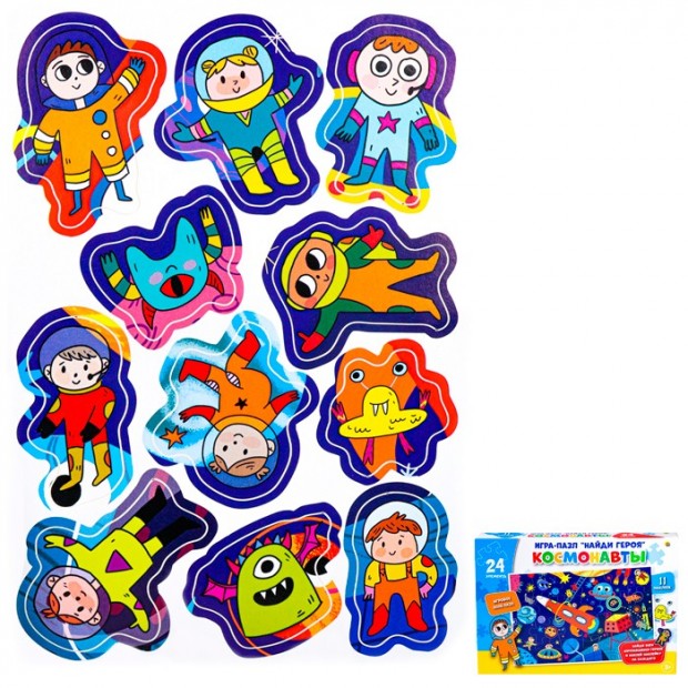 Пазл с наклейками Найди героя Пазл с наклейками Найди героя