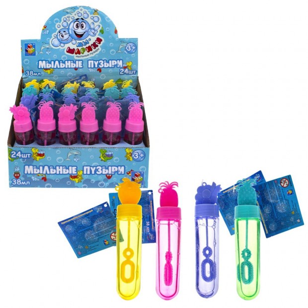 Мыльные пузыри Т22221 Мы-шарики! колба с ручкой Фрукты 38 мл 1toy Мыльные пузыри Т22221 Мы-шарики! колба с ручкой Фрукты 38 мл 1toy