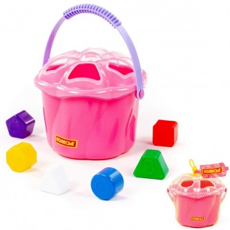 Логическая игрушка "Ведро Сюрприз" 6 элементов розовый в сеточке 93479 Логическая игрушка "Ведро Сюрприз" 6 элементов розовый в сеточке 93479
