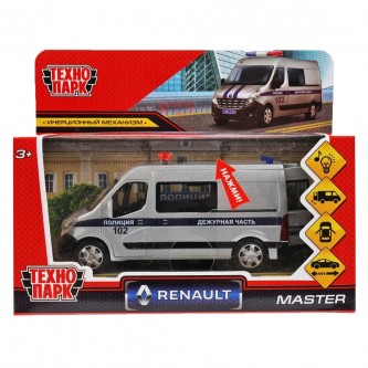 Модель MASTER-14SLPOL-SR RENAULT Master ПОЛИЦИЯ 14 см, двер,серебрист Технопарк в коробке