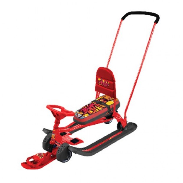 Снегокат Тимка спорт 6 ТС6/GR с граффити на красном мех-м выдвижных шасси с толкателем/Ника/ Снегокат Тимка спорт 6 ТС6/GR с граффити на красном мех-м выдвижных шасси с толкателем/Ника/