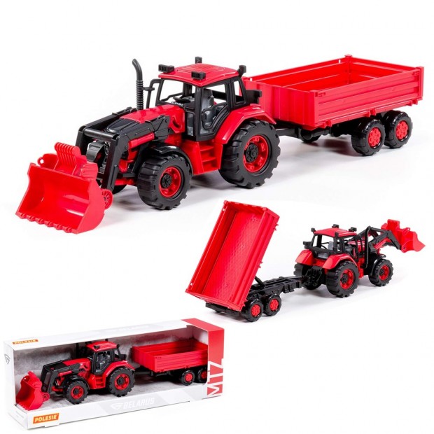 Трактор BELARUS с погрузчиком и бортовым прицепом 91871