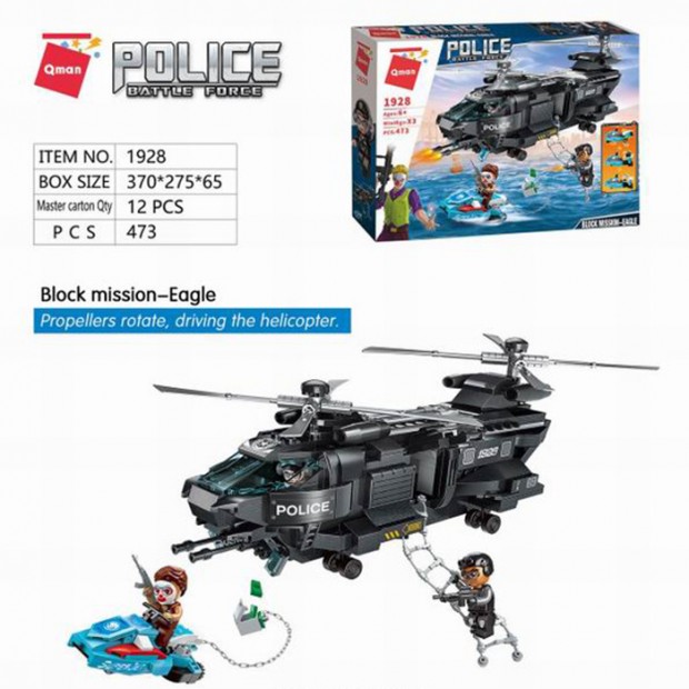 Конструктор 1928 QMAN Полицейский вертолет 473 дет. в кор. Конструктор 1928 QMAN Полицейский вертолет 473 дет. в кор.
