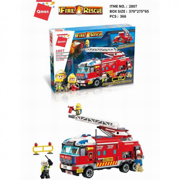 Конструктор 2807 QMAN Пожарная машина 366 дет. в кор. Конструктор 2807 QMAN Пожарная машина 366 дет. в кор.