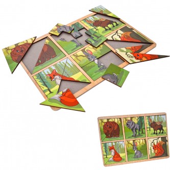 Деревянные Карточки-пазл Лесные животные ОА-00000042 