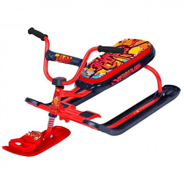 Снегокат Ника-Nika СНД1/GR с граффити на красном /Ника/ Снегокат Ника-Nika СНД1/GR с граффити на красном /Ника/