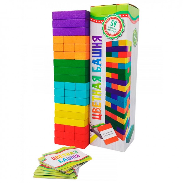 Игра Джанга Башня цветная с карточками-заданиями 8531 Игра Джанга Башня цветная с карточками-заданиями 8531