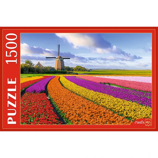 Пазл 1500 Тюльпановое поле и мельница ГИ1500-2643 /12/ Пазл 1500 Тюльпановое поле и мельница ГИ1500-2643 /12/