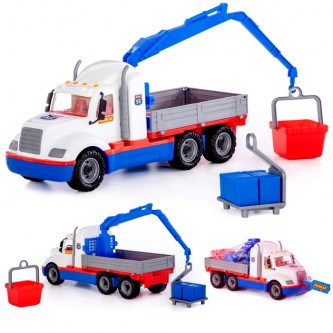 Автомобиль Майк кран с манипулятором (бело-синий) (в сеточке) 94308 П-Е Автомобиль Майк кран с манипулятором (бело-синий) (в сеточке) 94308 П-Е