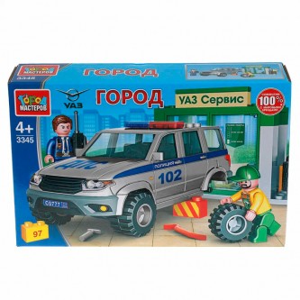 Город мастеров SB-3345 Конструктор UAZ Patriot ПОЛИЦИЯ в автосервисе, 97 дет. /36/