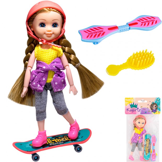 Кукла малышка Miss Kapriz со скейтом в пакете Кукла малышка Miss Kapriz со скейтом в пакете