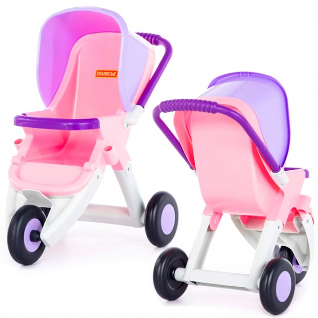 Коляска для кукол прогулочная Anita 3-х колёсная розовая в пакете 95206 Коляска для кукол прогулочная Anita 3-х колёсная розовая в пакете 95206