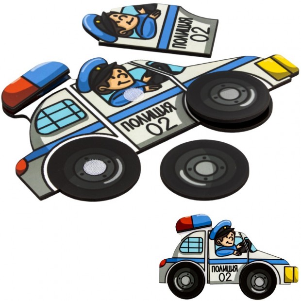 Деревянный конструктор на липучках Полицейская машина ОА-00000161 /Арбо/ Деревянный конструктор на липучках Полицейская машина ОА-00000161 /Арбо/