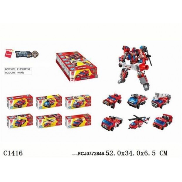 Конструктор 1416 QMAN Пожарная техника в кор.