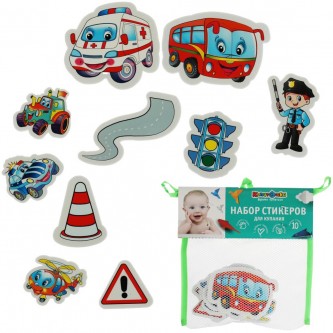 Набор стикеров ева Машинки 10 шт, сетка КАПИТОШКА STICK69313 /50/ Набор стикеров ева Машинки 10 шт, сетка КАПИТОШКА STICK69313 /50/
