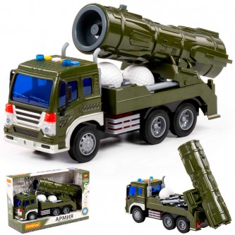 Автомобиль Сити с зенитно-ракетной установкой инерционный со светом и звуком в коробке 95329