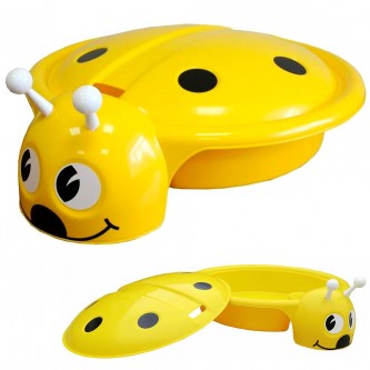 Песочница-бассеин Божья коровка с крышкой, желтая Пл-С203 Песочница-бассеин Божья коровка с крышкой, желтая Пл-С203