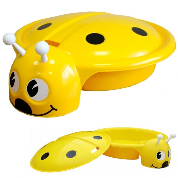 Песочница-бассеин Божья коровка с крышкой, желтая Пл-С203 Песочница-бассеин Божья коровка с крышкой, желтая Пл-С203