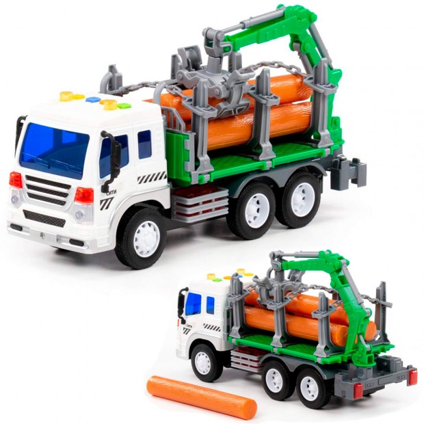 Автомобиль Сити-лесовоз инерционный со светом и звуком зелёный в коробке 96067 Автомобиль Сити-лесовоз инерционный со светом и звуком зелёный в коробке 96067