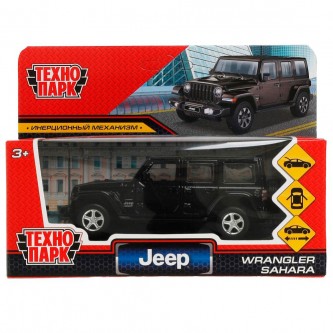 Модель SAHARA5D-12-BK JEEP WRANGLER SAHARA 12 см, двери, багаж, инерц, черный Технопарк в кор.