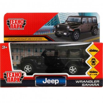 Модель SAHARA5D-12-BK JEEP WRANGLER SAHARA 12 см, двери, багаж, инерц, черный Технопарк в кор.