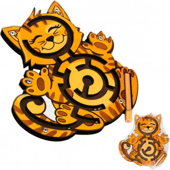 Деревянный Лабиринт с шариками Котенок ОА-00000255